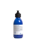 Blue bottle with pump on a white background